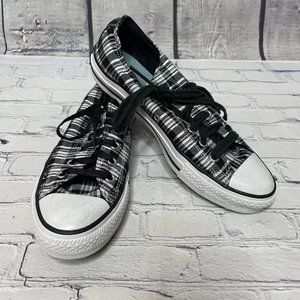 Converse All Star 517626F Women's 10 Black & White Plaid Sneakers Shoes Canvas